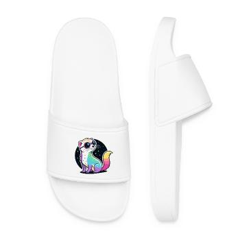 Cosmic Ferret Rainbow Pink Brille - Frauen Badelatschen - Weiß - Vorne