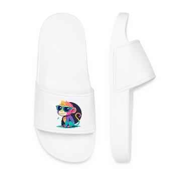 Regenbogenaffe mit Brille - Frauen Badelatschen - Weiß - Vorne