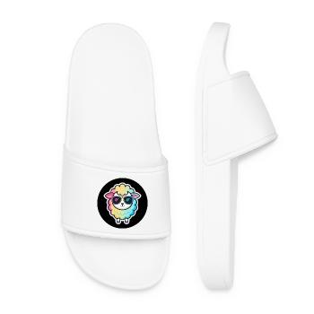 Schicke Regenbogen-Schafsbrille - Frauen Badelatschen - Weiß - Vorne