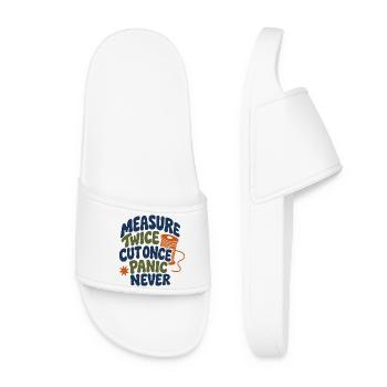 Measure Twice Cut Once Humor - Women’s Pool Sliders - white - Front
