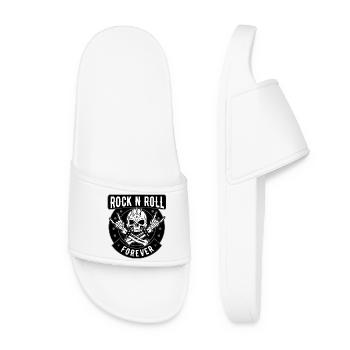 Rock N Roll Totenkopfwappen - Frauen Badelatschen - Weiß - Vorne