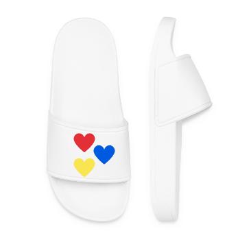 Trio de cœurs en couleurs primaires - Claquettes Femme - blanc - Devant