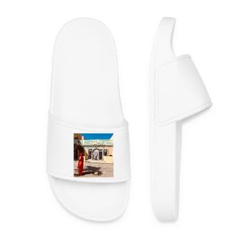 Mural portrait above the market square - Women’s Pool Sliders - white - Front