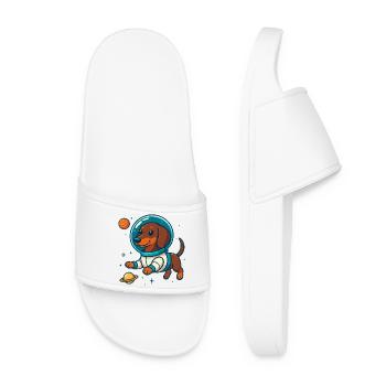 Dachshund in Space – Cute Astronaut Dog - Women’s Pool Sliders - white - Front