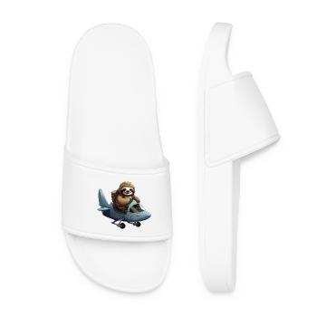 Mignon paresseux pilote avion planeur - Claquettes Femme - blanc - Devant
