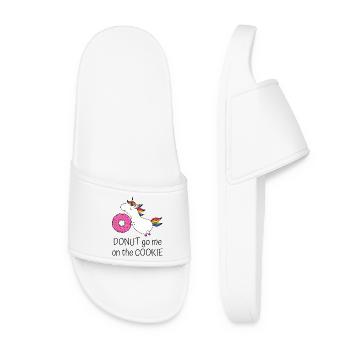 Donut, go me sur le cookie - Licorne avec donut - Claquettes Femme - blanc - Devant
