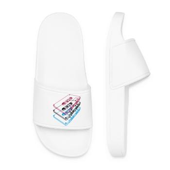 Cassette 3D – Retro Mixtape Vintage Perspective - Women’s Pool Sliders - white - Front