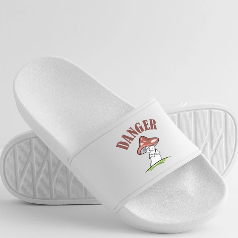 Toadstool danger symbol comic funny Women’s Pool Sliders
