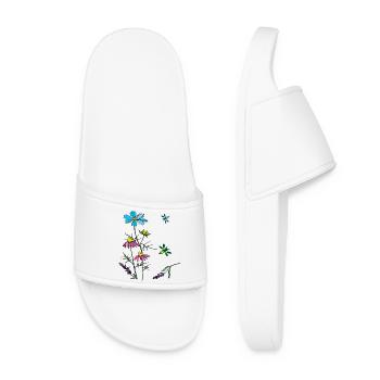 Herbes, camomille, abeilles - Claquettes Femme - blanc - Devant