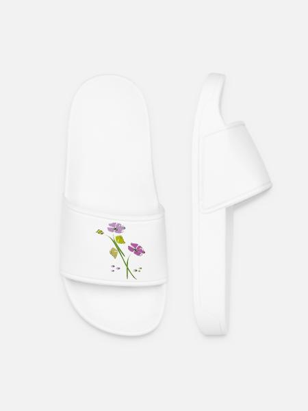 Blumen, Flowers - Frauen Badelatschen - Weiß