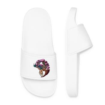 Moose Deer Fantasy Butterflies Deer Head - Women’s Pool Sliders - white - Front