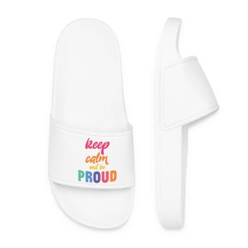 Mois de la fierté LGBT - Restez calme et soyez fier - Claquettes Femme - blanc - Devant