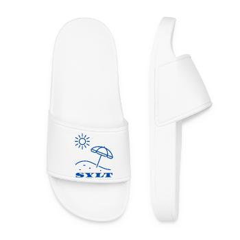 SYLT Sun and Beach Umbrella Illustration - Women’s Pool Sliders - white - Front
