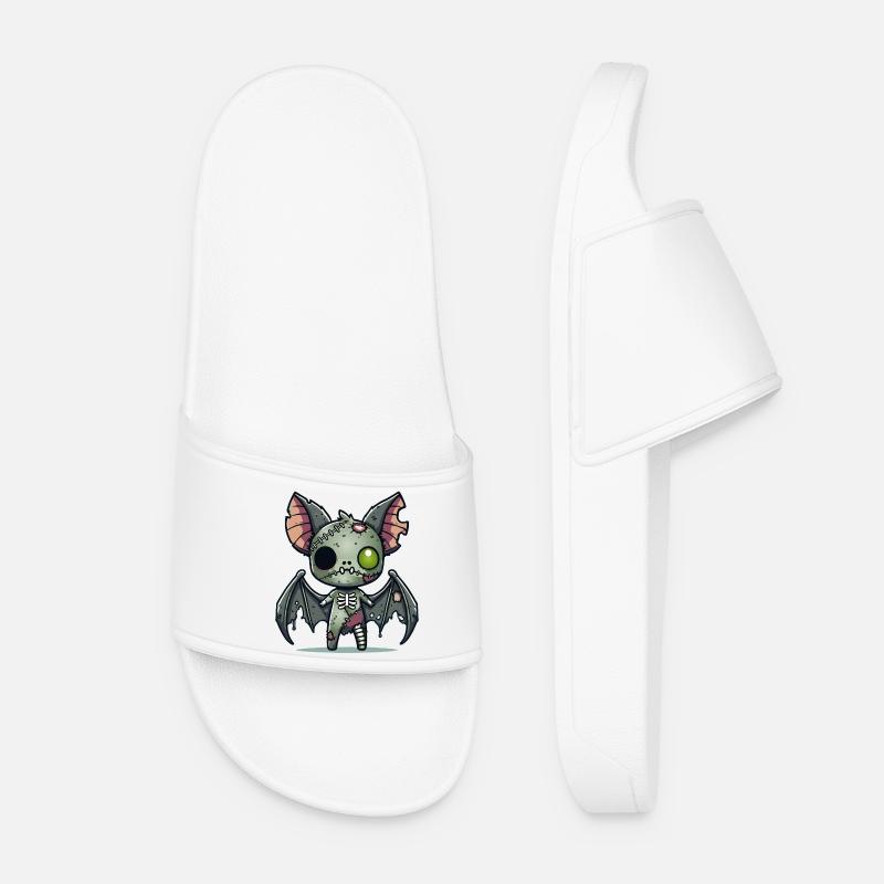 Creepy Zombie Bat for Halloween Fun - Women’s Pool Sliders - white