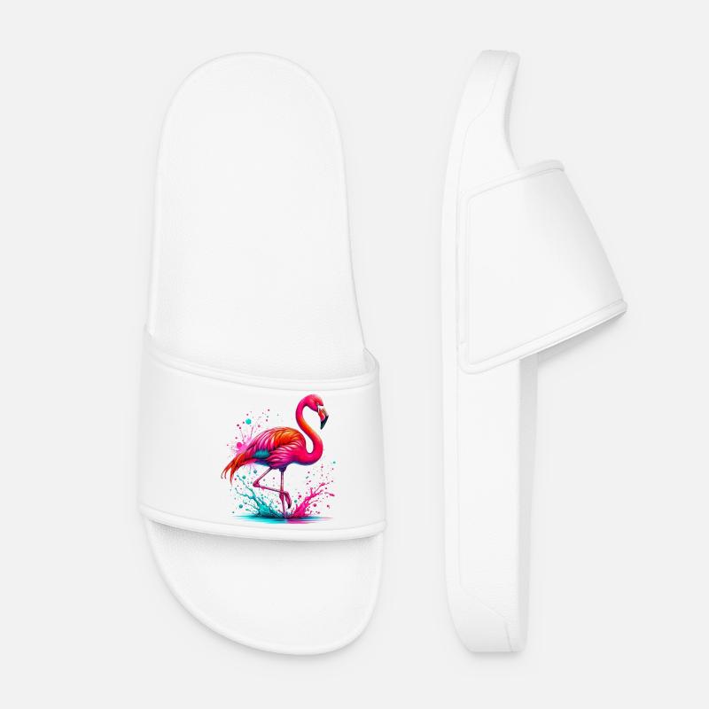 Flamingo - Frauen Badelatschen - Weiß