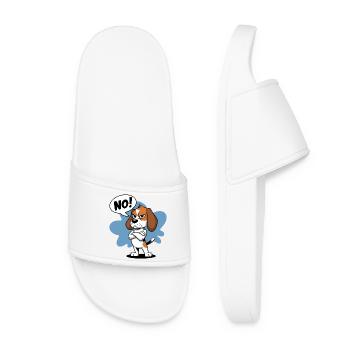 Expressive Beagle Cartoon Illustration - Women’s Pool Sliders - white - Front