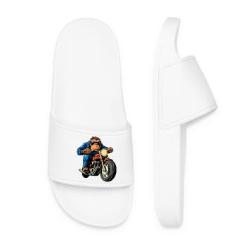Motorcyclist Monkey - Women’s Pool Sliders - white - Front