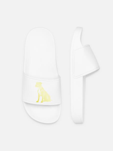 Boxer Hund Silhouette - Frauen Badelatschen - Weiß