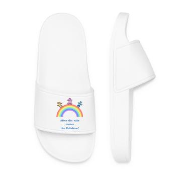 Nach Regen kommt der Regenbogen - Frauen Badelatschen - Weiß - Vorne