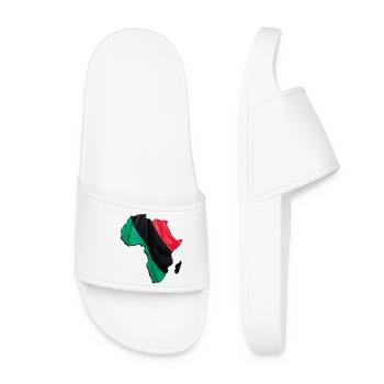 Pan Africa flag in Africa map - Women’s Pool Sliders - white - Front