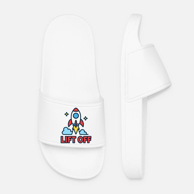Galactic Ascension - Rocket Design - Women’s Pool Sliders - white