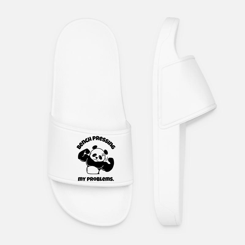 Bench Pressing My Problems - Women’s Pool Sliders - white