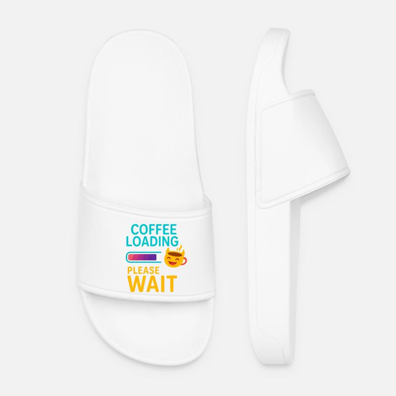 Coffee Load Patience Saying Design - Women’s Pool Sliders - white