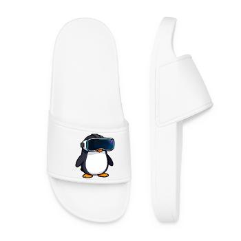 Nerdiger Pinguin VR Gaming PC Zocker Design - Frauen Badelatschen - Weiß - Vorne