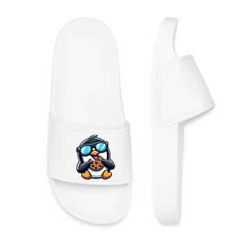 Cute Penguin Cookie Cartoon Dessert Snacking - Women’s Pool Sliders - white - Front