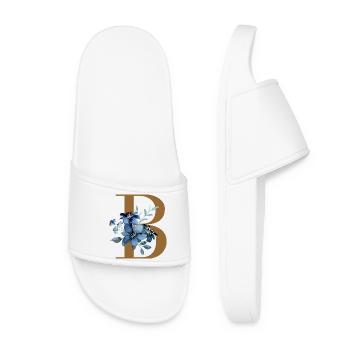 Floral B – Lettre dorée avec des fleurs - Claquettes Femme - blanc - Devant