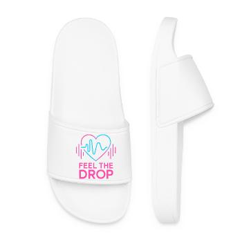 FEEL THE DROP Herz Neon EDM Party Elektro - Frauen Badelatschen - Weiß - Vorne