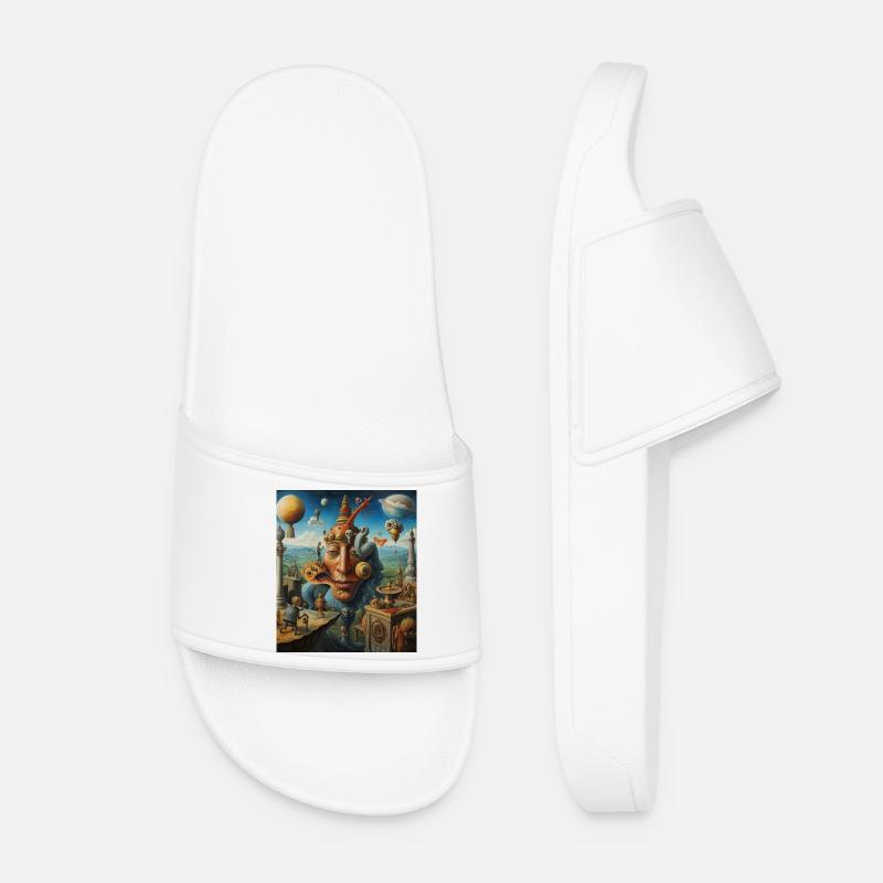 Surreal Mask World - Women’s Pool Sliders - white