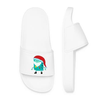 Retro Spielkonsole mit Santa Claus Weihnachtsmütze - Frauen Badelatschen - Weiß - Vorne