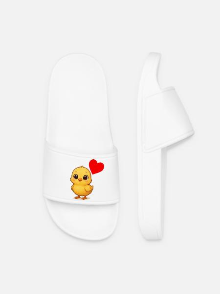 Stuffy Chick Heart - Women’s Pool Sliders - white