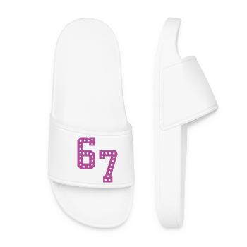 6 7 – Trendy minimalist text design, - Women’s Pool Sliders - white - Front