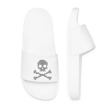 Pixel Totenkopf gekreuzte Knochen - Frauen Badelatschen - Weiß - Vorne