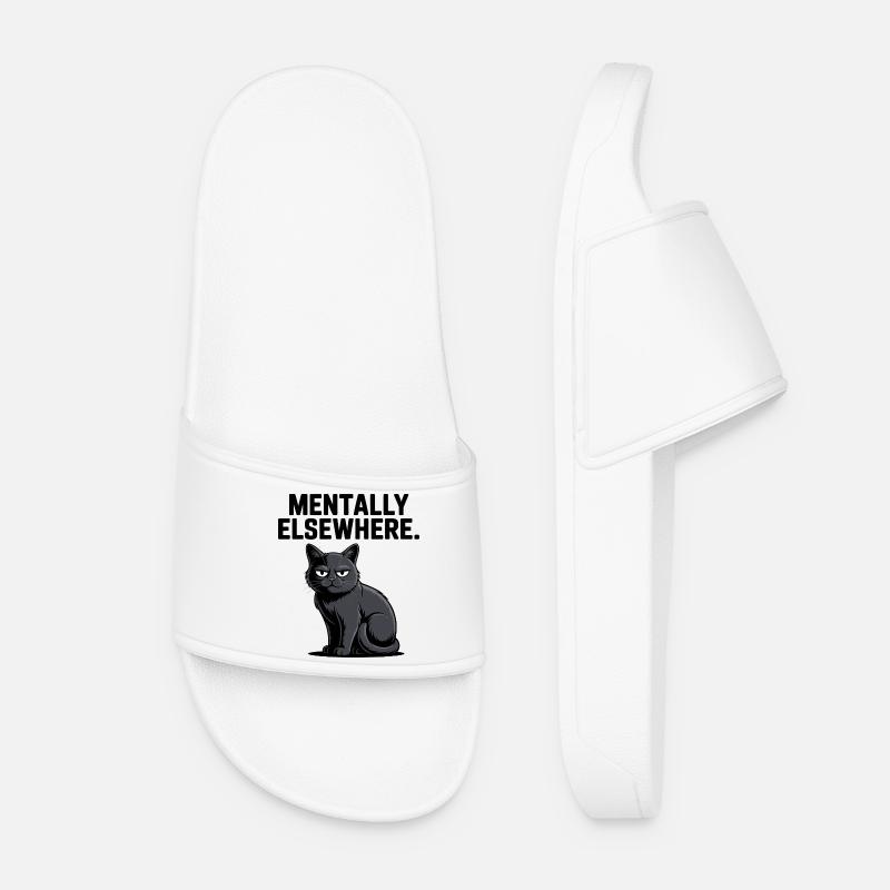 Mentally Elsewhere Cat Tee - Women’s Pool Sliders - white