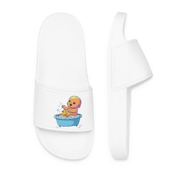 Playing Baby in Bath with Duck - Women’s Pool Sliders - white - Front