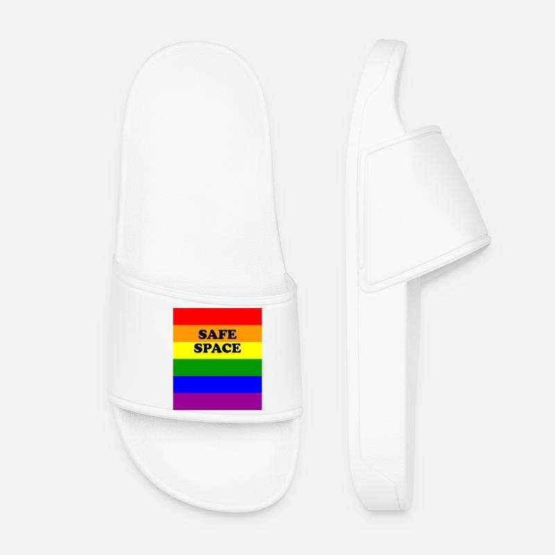 LGBT-Safe-Space-Regenbogenflagge - Frauen Badelatschen - Weiß