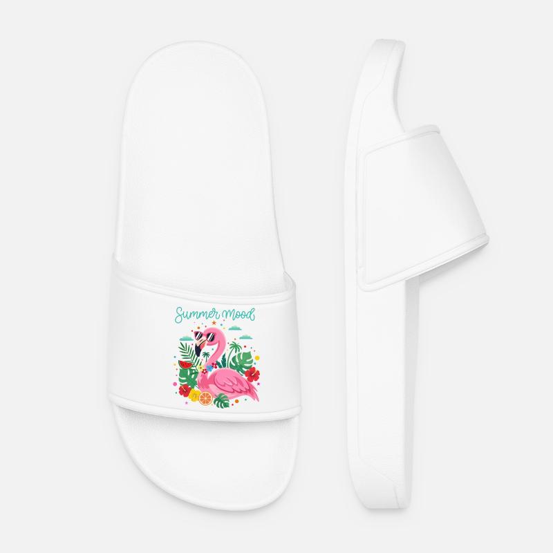 Summer flamingo print - Women’s Pool Sliders - white