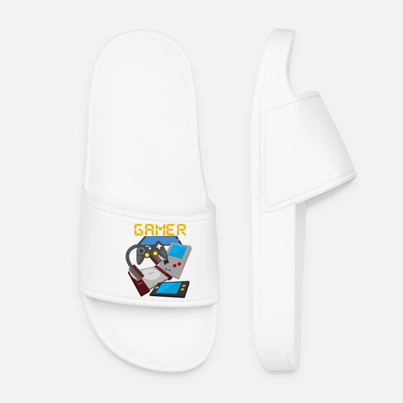 Retro Gamer Devices Mix – Gaming Nostalgia - Women’s Pool Sliders - white