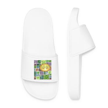 Bali temple on pattern patchwork - Women’s Pool Sliders - white - Front