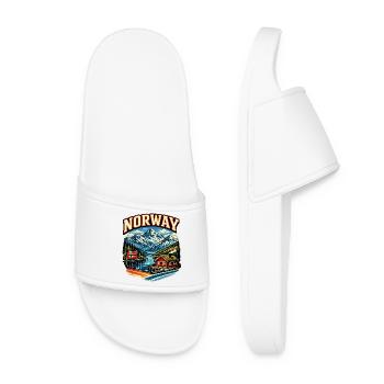 Norway Fjord Mountain Lodge Design - Women’s Pool Sliders - white - Front