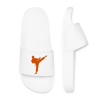 Karate Kick Silhouette - Frauen Badelatschen - Weiß - Vorne