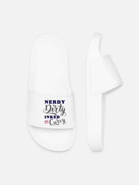 Nerdy Dirty Inked Curvy - Women’s Pool Sliders - white
