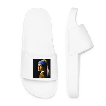 Vermeer Blue Turban Face - Women’s Pool Sliders - white - Front