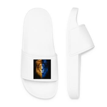 Split color Lion: Hero's eye - Women’s Pool Sliders - white - Front