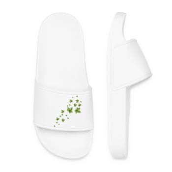 Floating ivy leaves watercolor illustration - Women’s Pool Sliders - white - Front