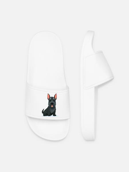 Little Scottish Terrier (comic) - Women’s Pool Sliders - white