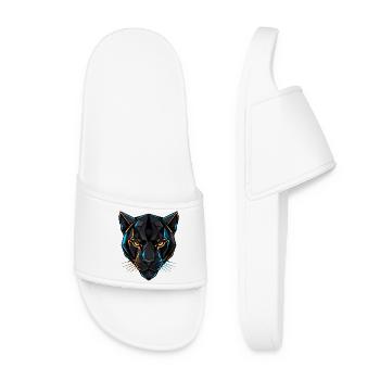 Neon Panther – Wilde Präzision - Frauen Badelatschen - Weiß - Vorne